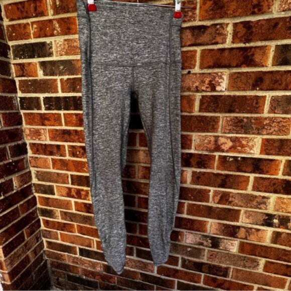 Lululemon Pure Practice Pant Heathered Slate Gray Leggings Lattice Trim … - Picture 4 of 16